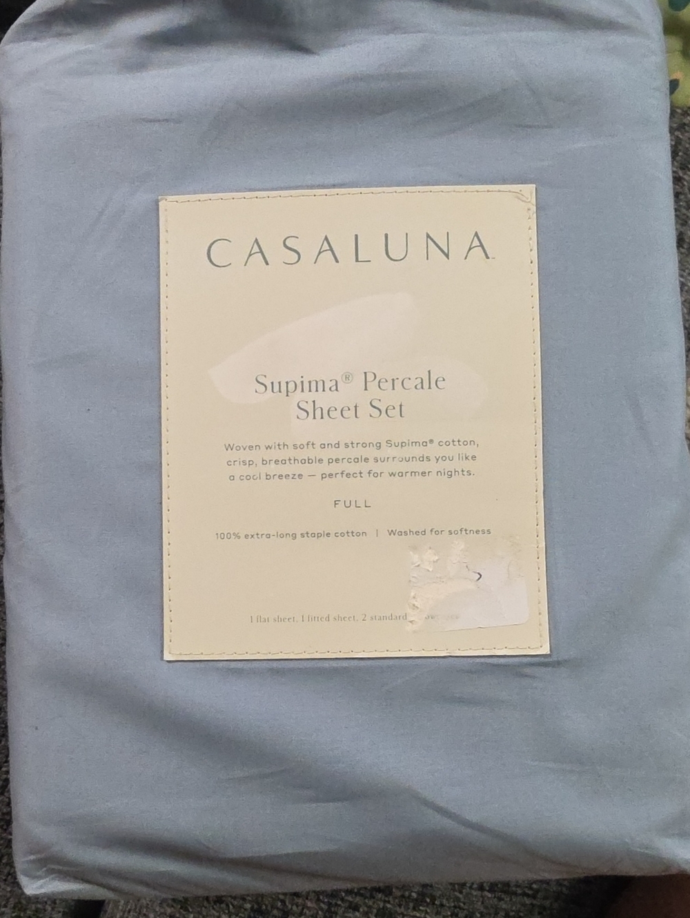 Casaluna Supima Percale Sheet Set - Light Blue